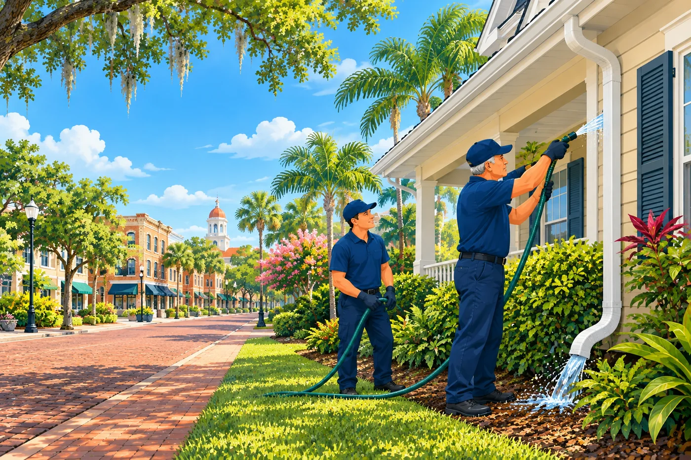 Illustration: gutter cleaning at a home in the Winter Garden area of Florida